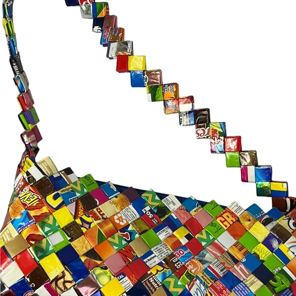 Foil gum candy wrapper colorful shoulder bag purse - Picture 8 of 8